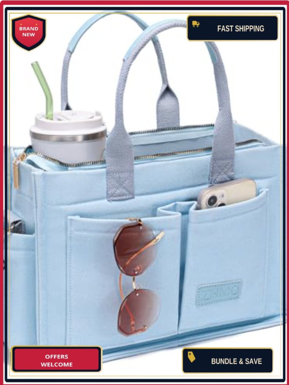 Large Canvas Tote Bag with Laptop Compartment Crossbody Work Handbag